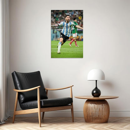 Lionel Messi Goal Celebration Argentina Sport Poster Wall Art Print Home Wall Decor