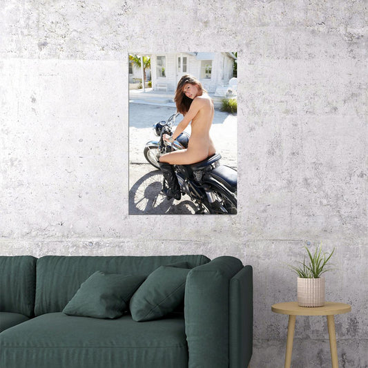 Girls Motorcycle Moto Biker Sexy Girl Model Poster Wall Art Print Home Wall Decor - xonomax