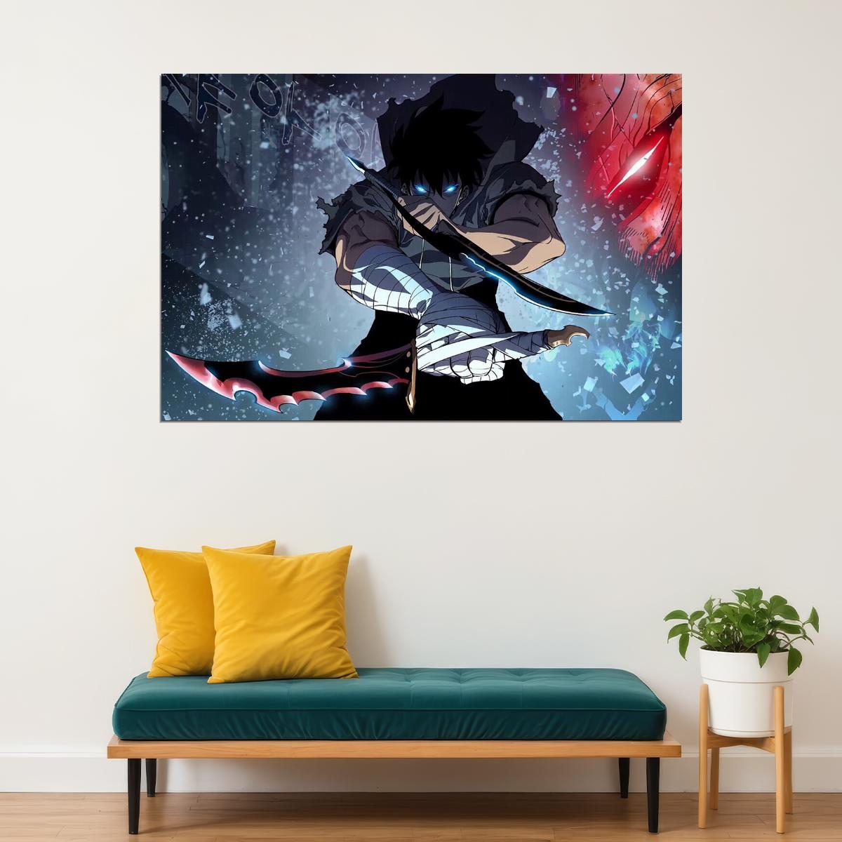 Solo Leveling War Monster Fight Video Game Poster Wall Art Print Home Wall Decor