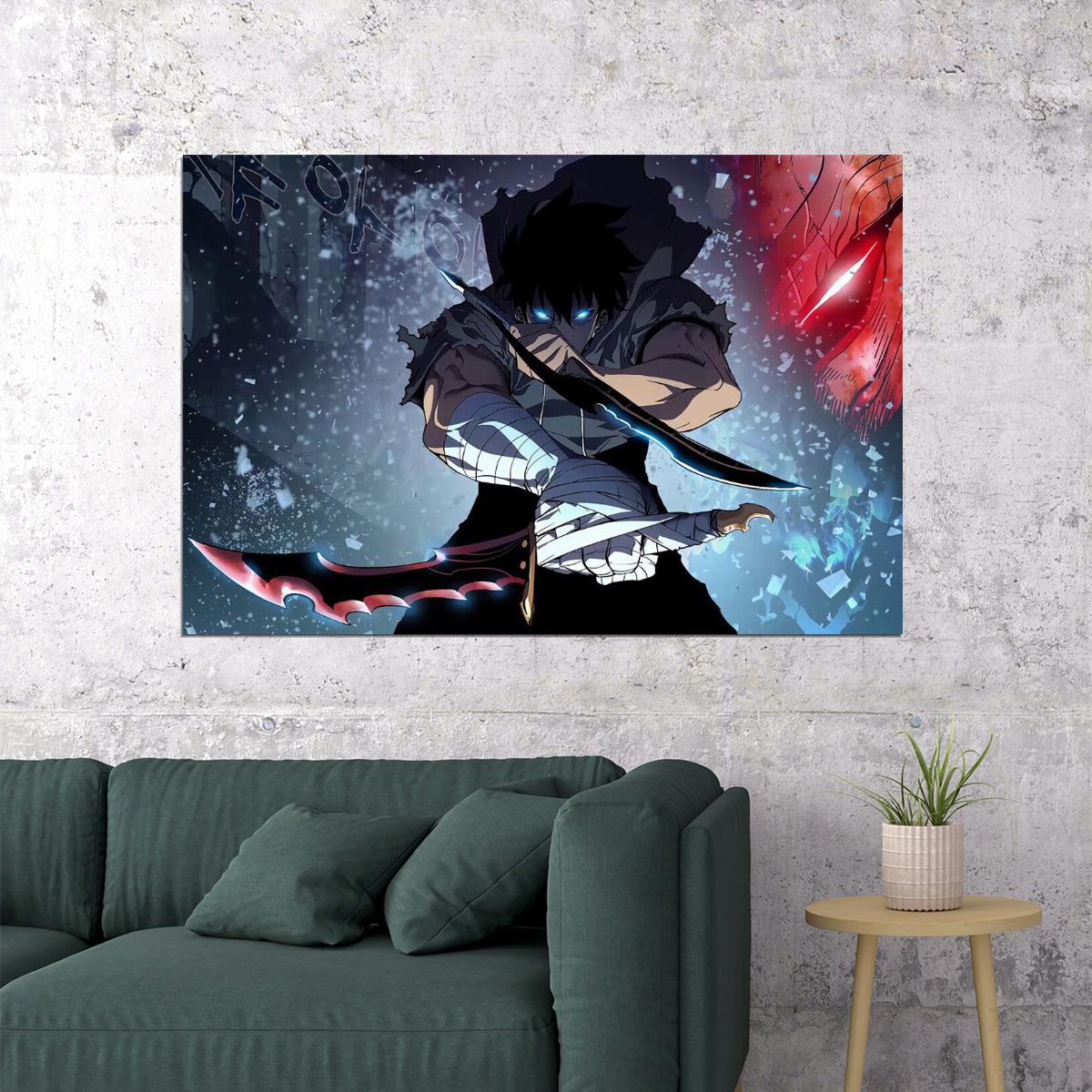 Solo Leveling War Monster Fight Video Game Poster Wall Art Print Home Wall Decor