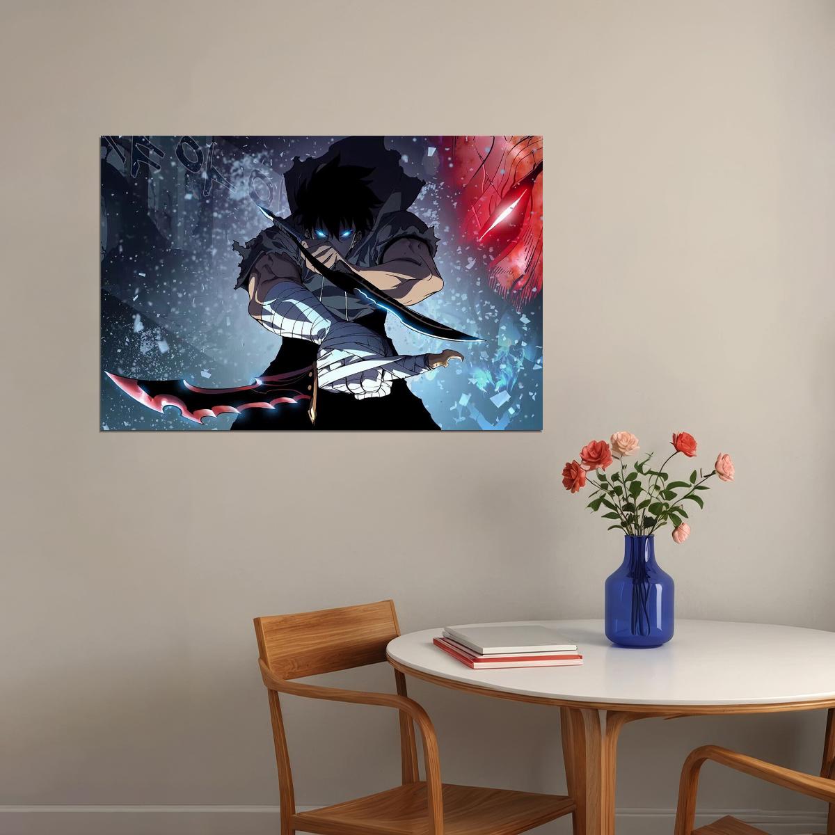 Solo Leveling War Monster Fight Video Game Poster Wall Art Print Home Wall Decor