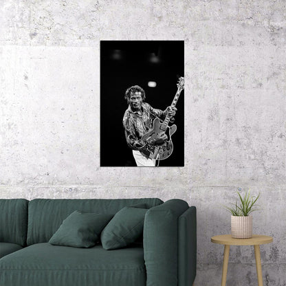 Chuck Berry Playing A Guitar Musician Poster Wall Art Print Home Wall Decor