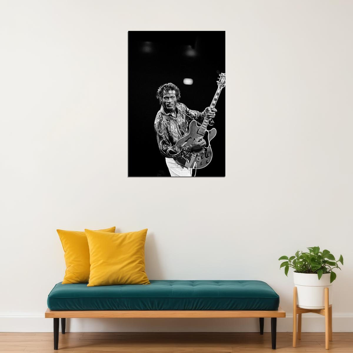 Chuck Berry Playing A Guitar Musician Poster Wall Art Print Home Wall Decor