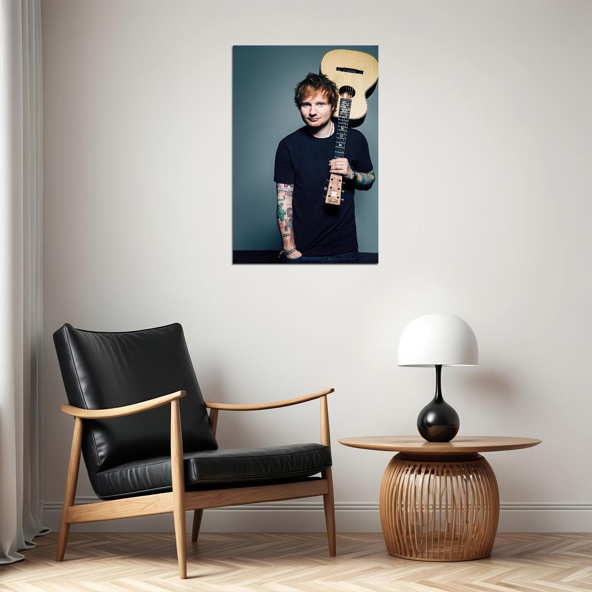 Ed Sheeran Music Singer Blue Background Poster Wall Art Print Home Wall Decor