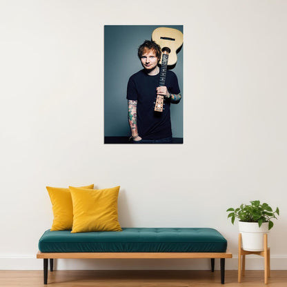 Ed Sheeran Music Singer Blue Background Poster Wall Art Print Home Wall Decor