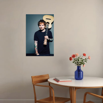 Ed Sheeran Music Singer Blue Background Poster Wall Art Print Home Wall Decor