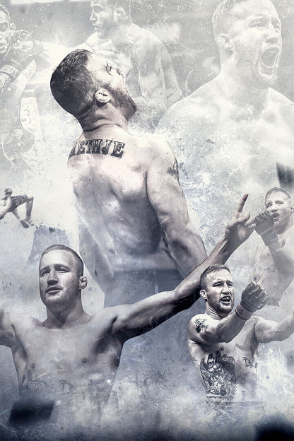 Justin Gaethje Martial Artist Victory Scream Poster Wall Art Print Home Wall Decor