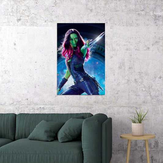 Gamora Jump Attack Asguardians Of The Galaxy Poster Wall Art Print Home Wall Decor - xonomax
