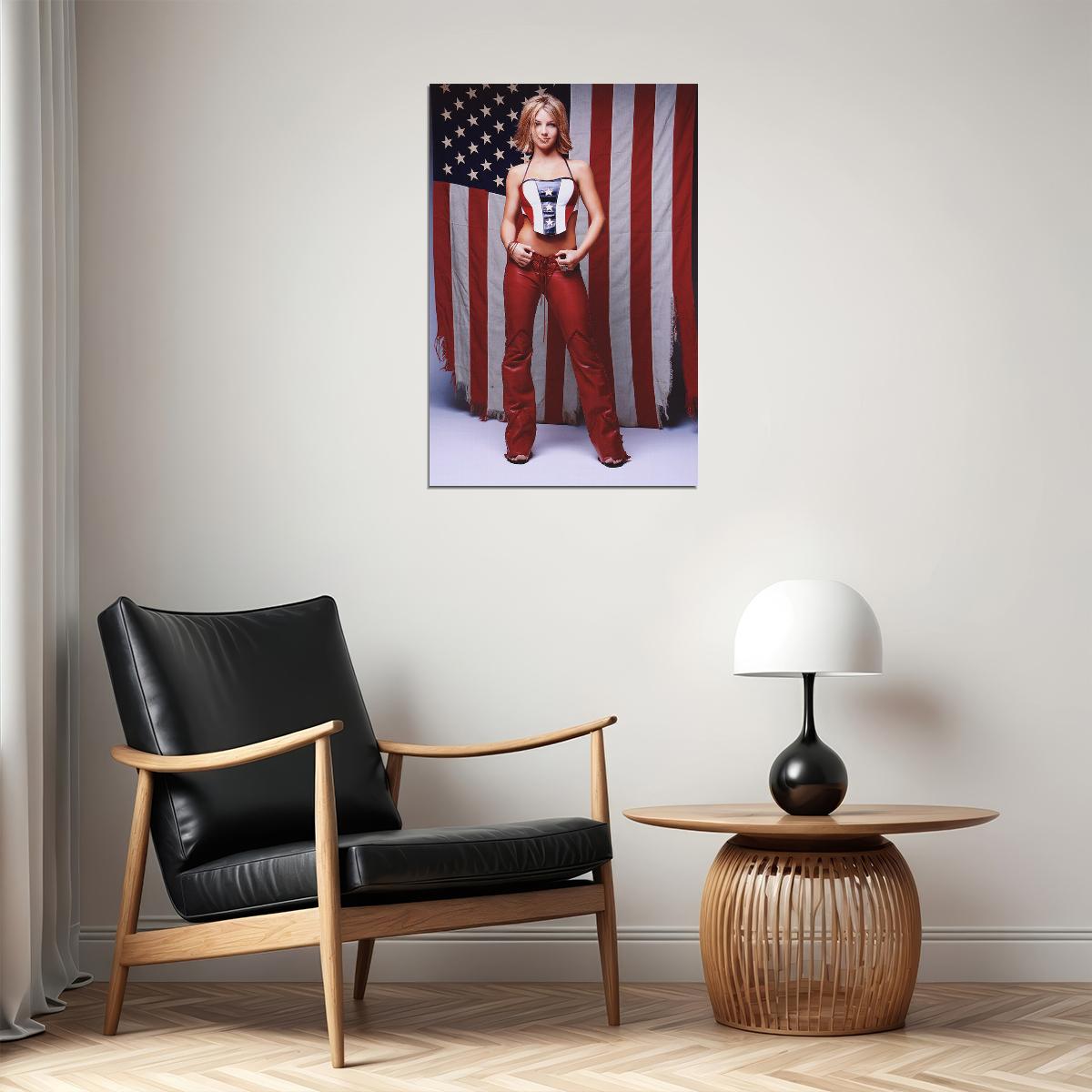 Britney Spears Pop Singer American Flag Poster Wall Art Print Home Wall Decor - xonomax