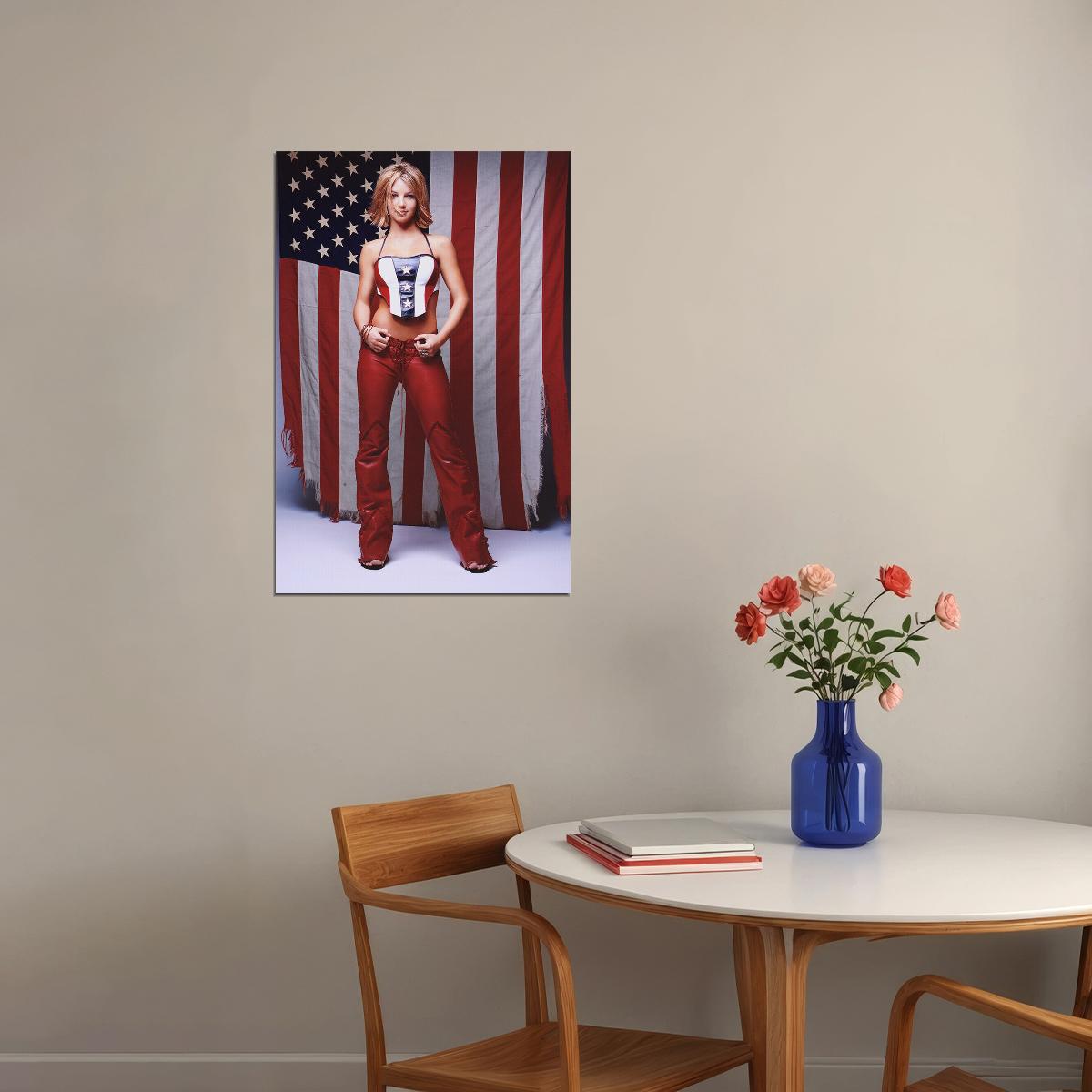 Britney Spears Pop Singer American Flag Poster Wall Art Print Home Wall Decor - xonomax
