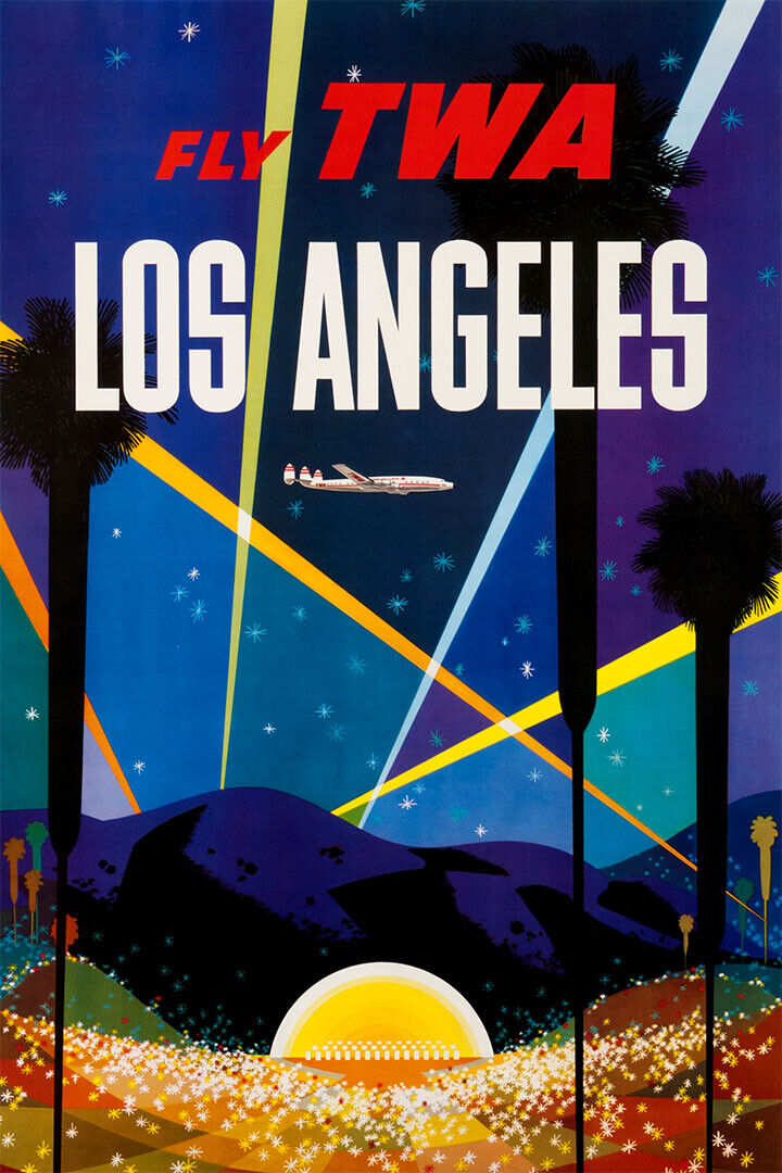 Twa Airlines Los Angeles Vintage Travel Poster Wall Art Print Home Wall Decor