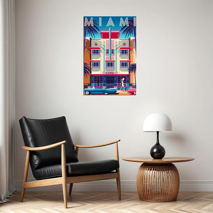 Miami Florida Holiday Vintage Style Travel Poster Wall Art Print Home Wall Decor