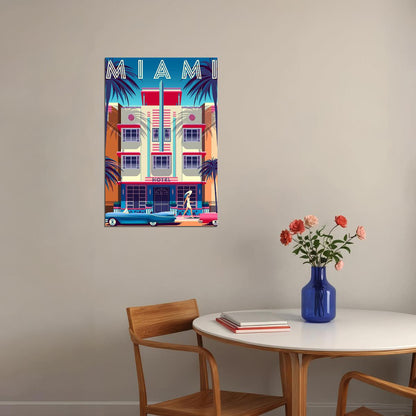 Miami Florida Holiday Vintage Style Travel Poster Wall Art Print Home Wall Decor