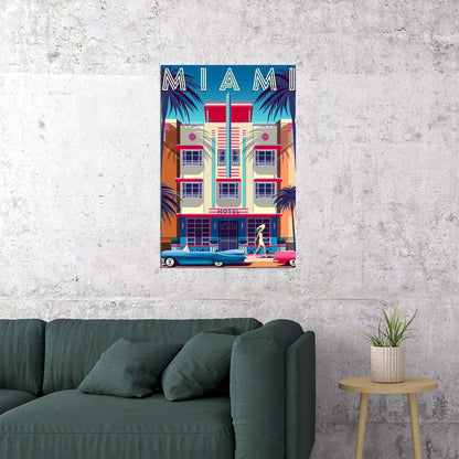 Miami Florida Holiday Vintage Style Travel Poster Wall Art Print Home Wall Decor