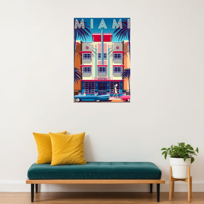 Miami Florida Holiday Vintage Style Travel Poster Wall Art Print Home Wall Decor