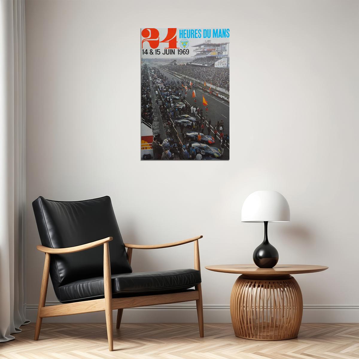 24 Heures Le Mans 1969 Vintage Racing Travel Auto Race Poster Wall Art Print Home Wall Decor