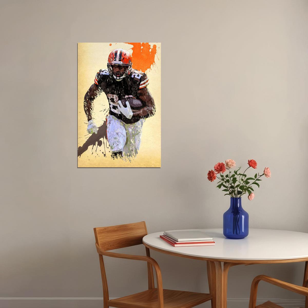 Cleveland Browns Nick Chubb American Football Player Poster Wall Art Print Home Wall Decor