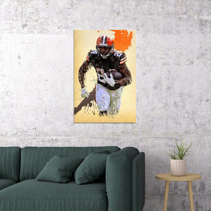 Cleveland Browns Nick Chubb American Football Player Poster Wall Art Print Home Wall Decor