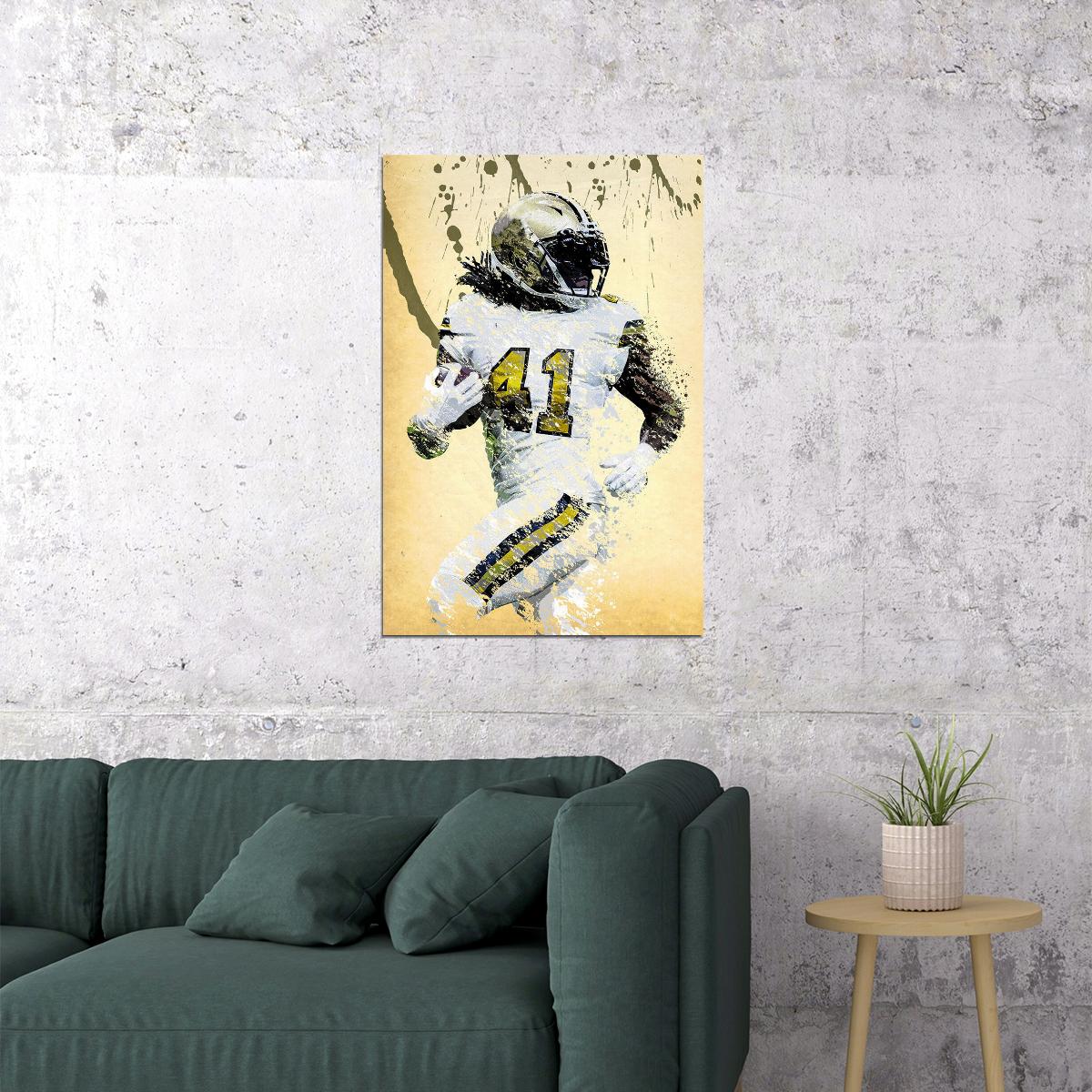 New Orleans Saints Alvin Kamara Football Player Poster Wall Art Print Home Wall Decor