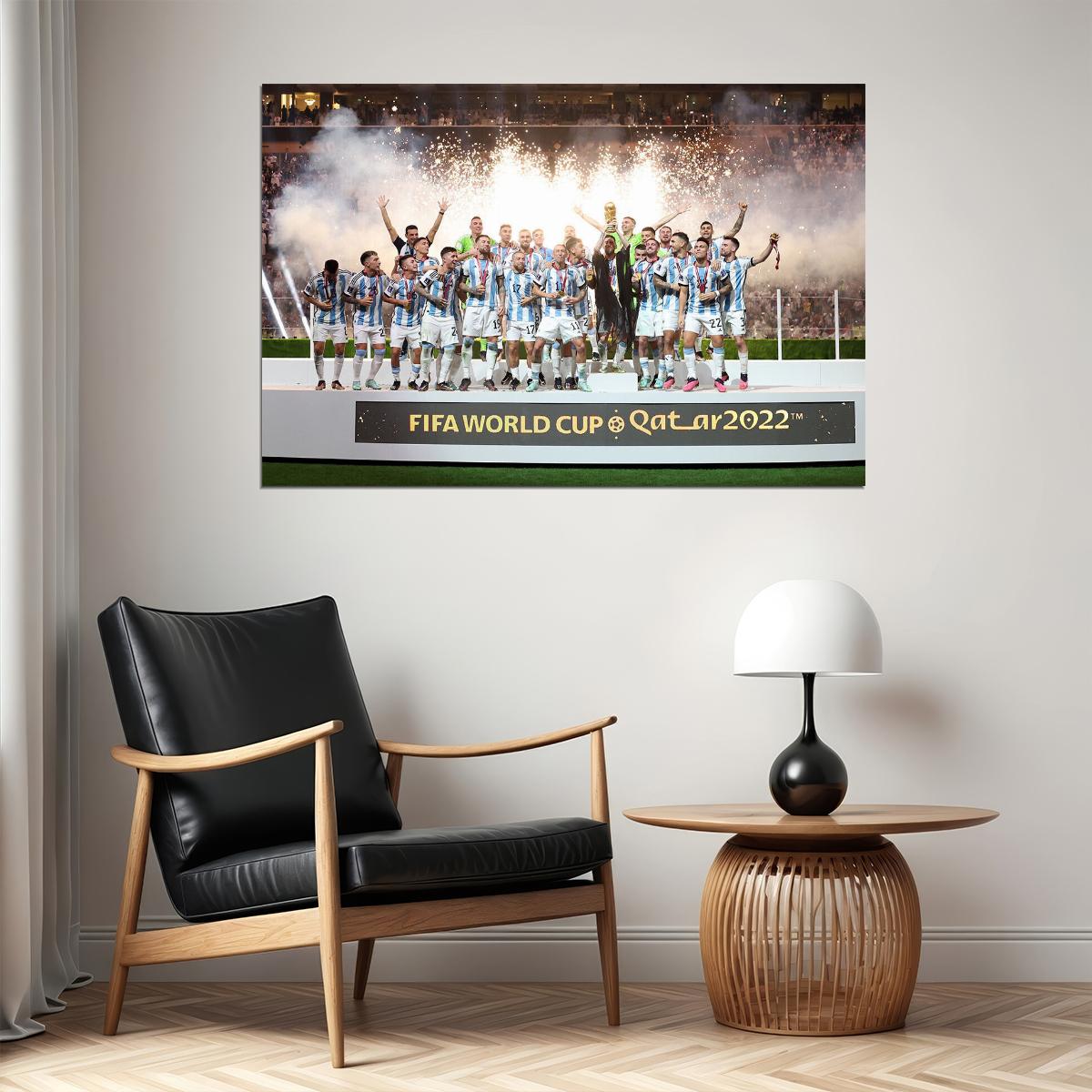 Argentina Soccer Team Celebrating Victory Football Champions Poster Wall Art Print Home Wall Decor