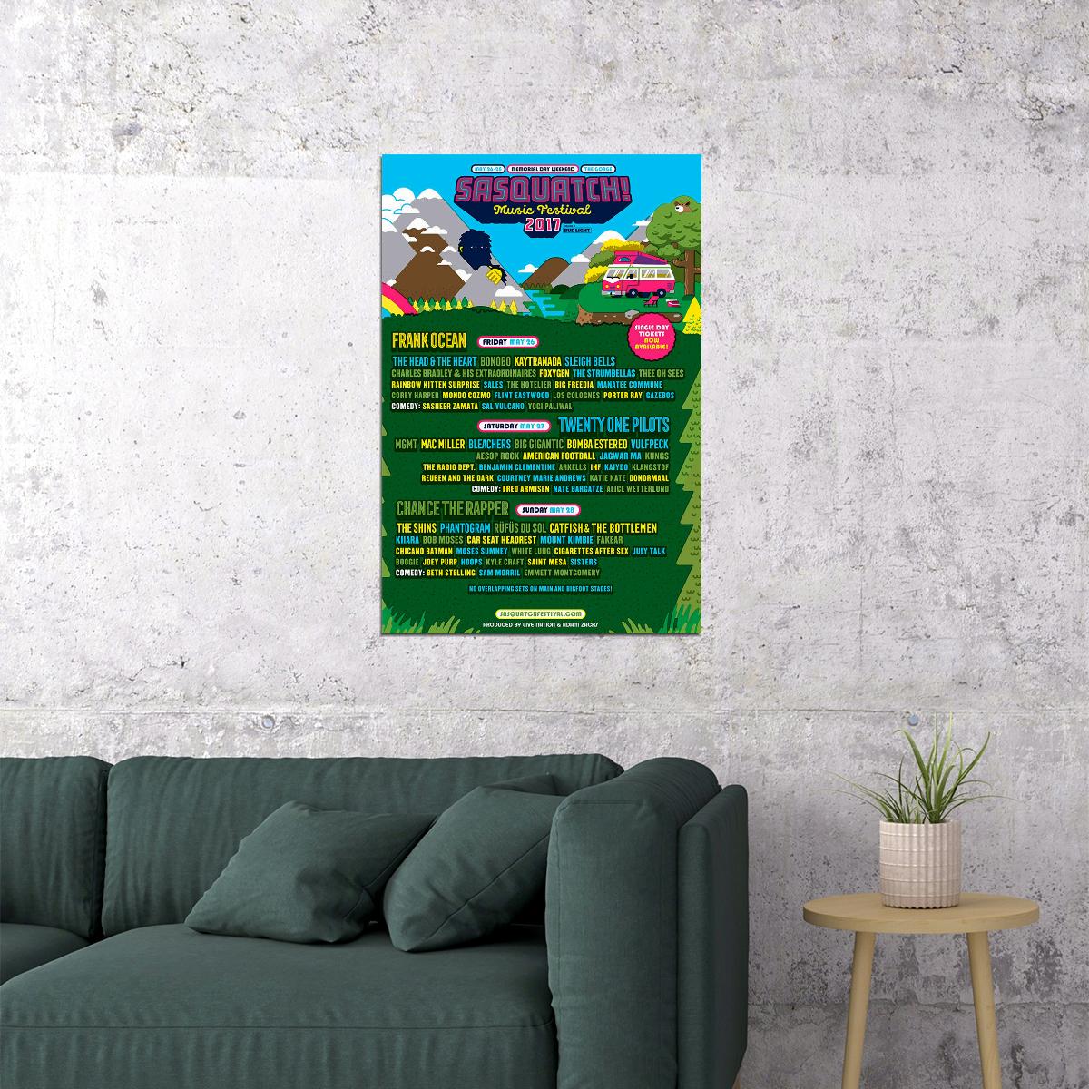 Sasquatch Festival Music Festival Events Poster Wall Art Print Home Wall Decor