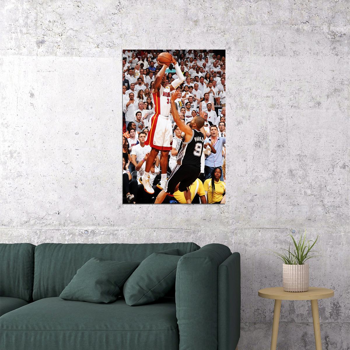 Ray Allen Finals Winning Shot Basketball Poster Wall Art Print Home Wall Decor