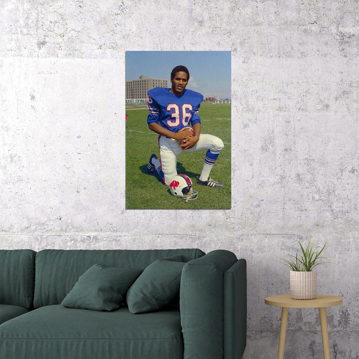 Oj Simpson 2000 Yard Season Football Star Poster Wall Art Print Home Wall Decor