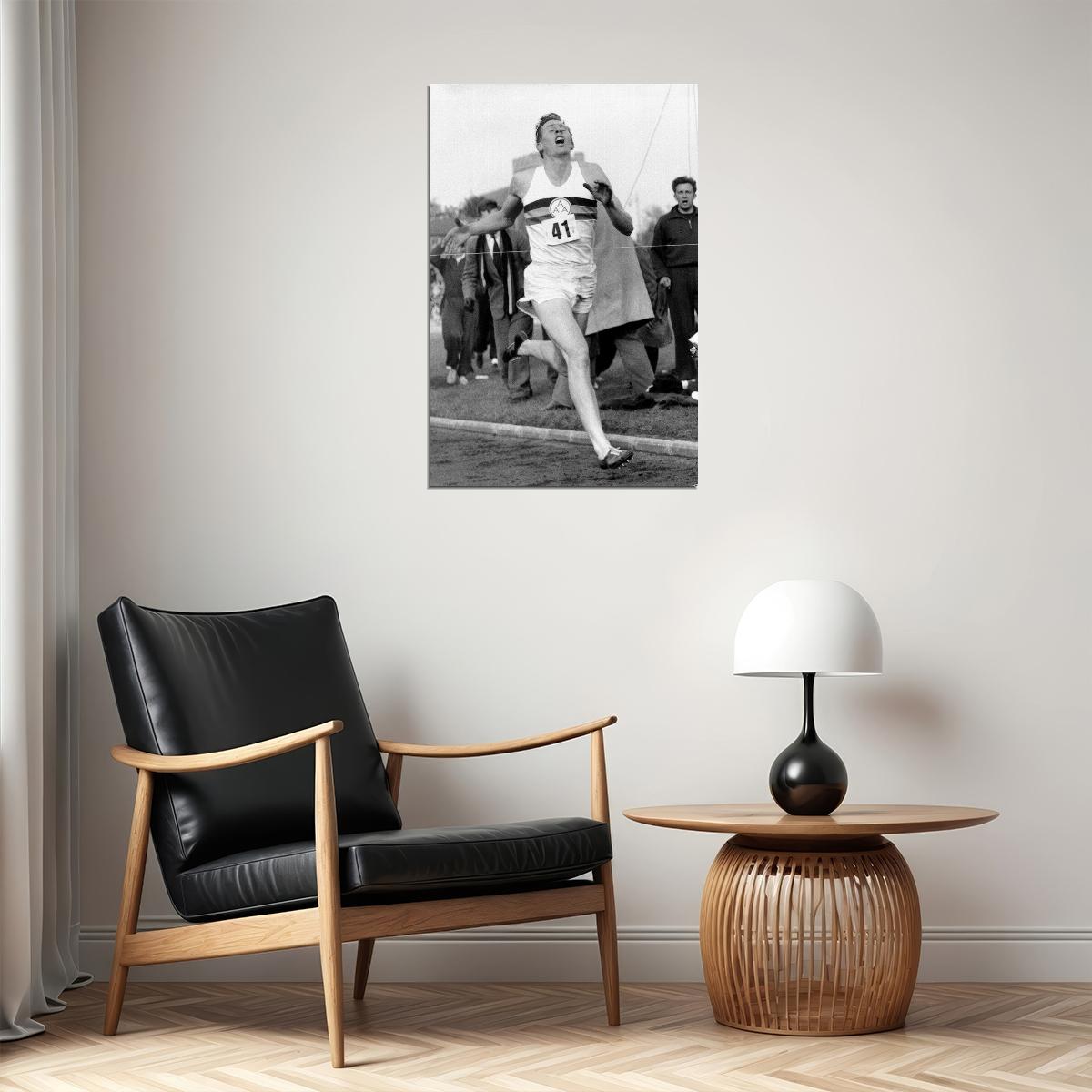 Sir Roger Bannister Races Sports Star Poster Wall Art Print Home Wall Decor