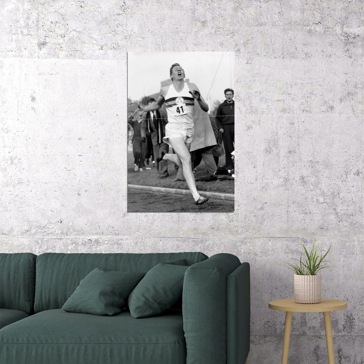 Sir Roger Bannister Races Sports Star Poster Wall Art Print Home Wall Decor