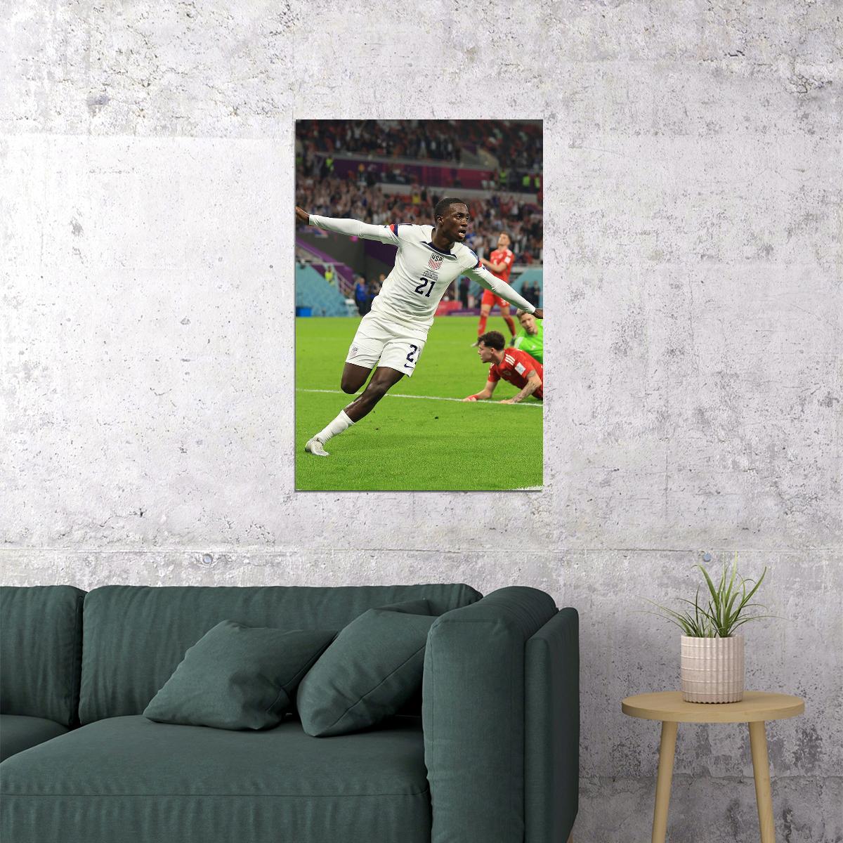 Timothy Weah United States National Soccer Team World Cup Poster Wall Art Print Home Wall Decor