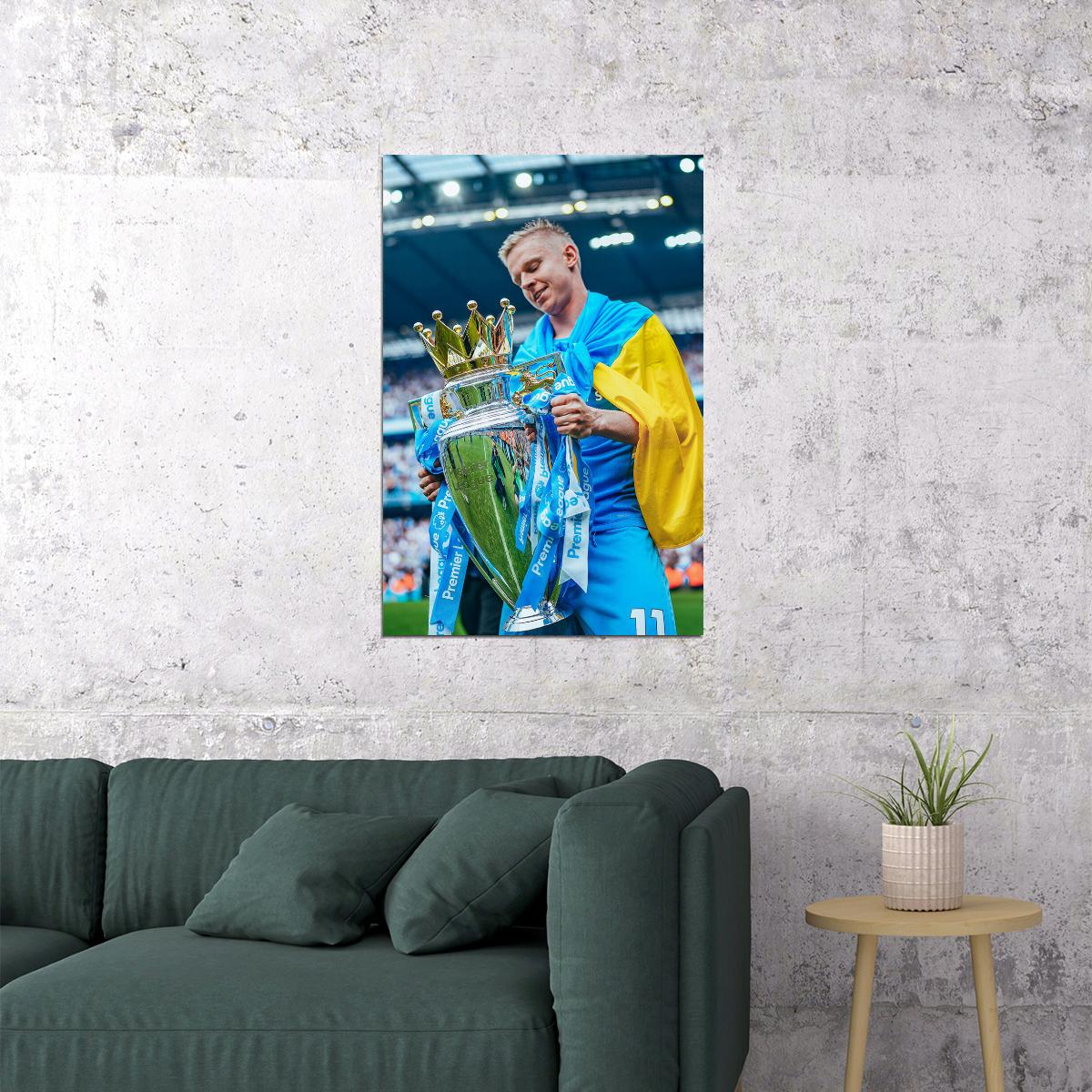 Oleksandr Zinchenko Manchester League Champions 2021/22 Poster Wall Art Print Home Wall Decor