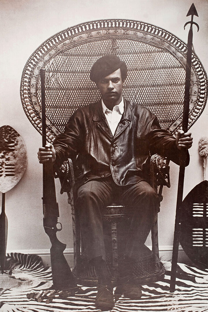 Huey Newton Seated In A Wicker Chair Poster Wall Art Print Home Wall Decor