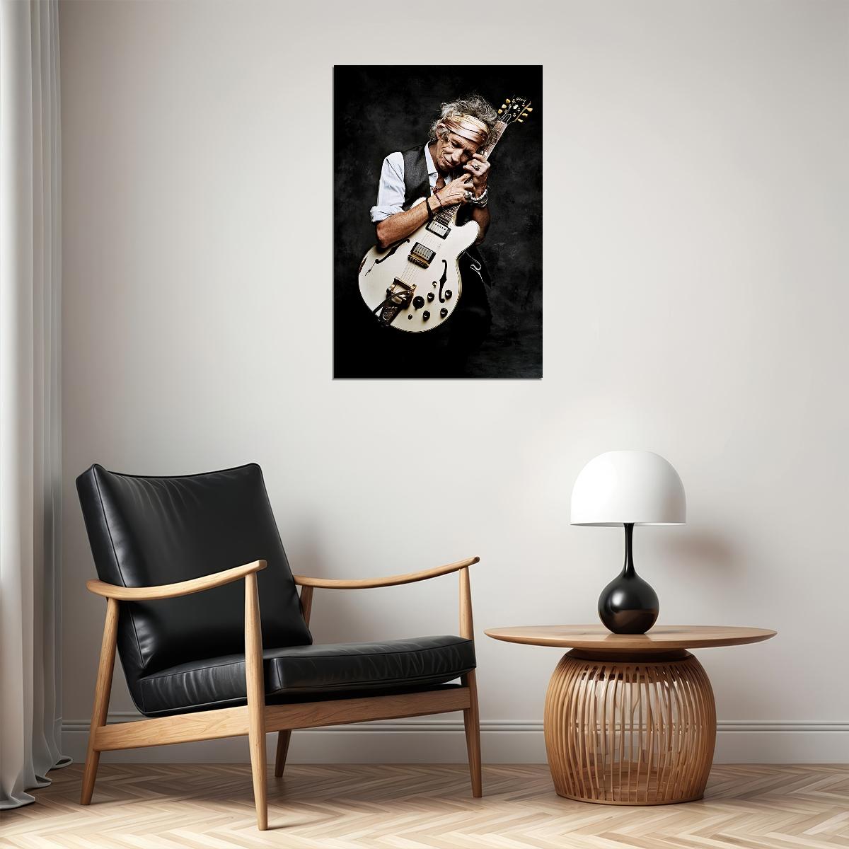 Portrait Of British Guitarist Keith Richards Poster Wall Art Print Home Wall Decor