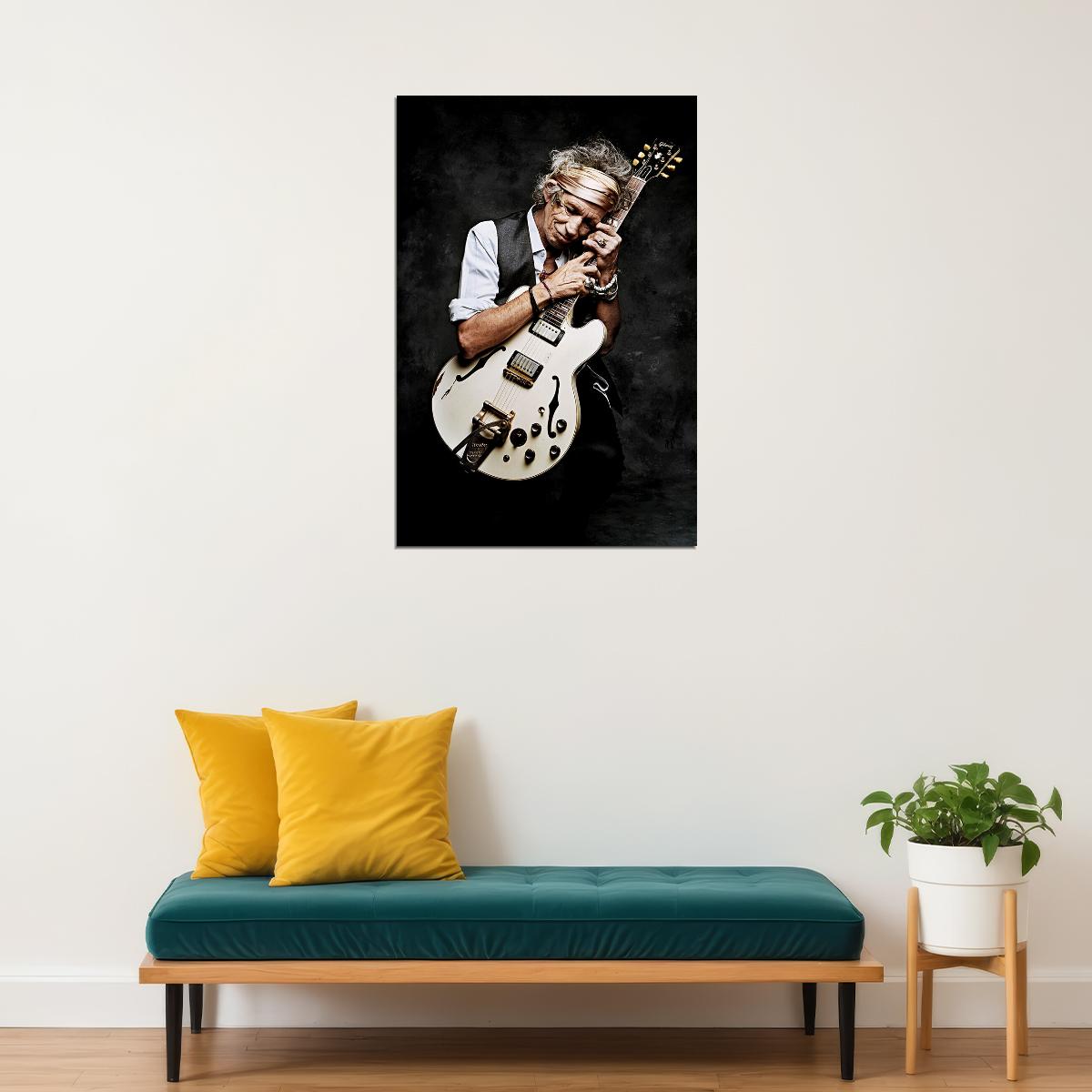 Portrait Of British Guitarist Keith Richards Poster Wall Art Print Home Wall Decor