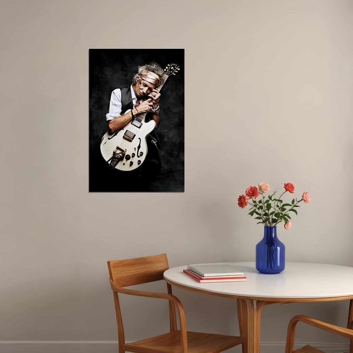 Portrait Of British Guitarist Keith Richards Poster Wall Art Print Home Wall Decor