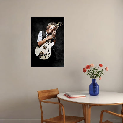 Portrait Of British Guitarist Keith Richards Poster Wall Art Print Home Wall Decor