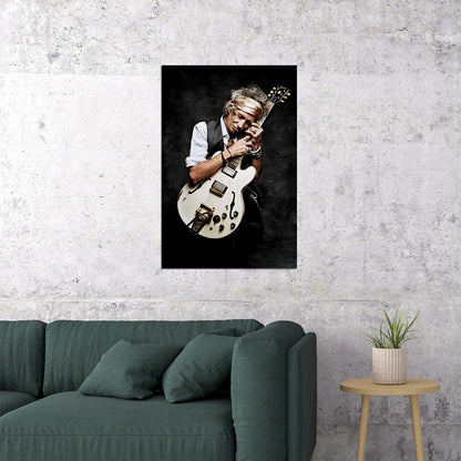 Portrait Of British Guitarist Keith Richards Poster Wall Art Print Home Wall Decor