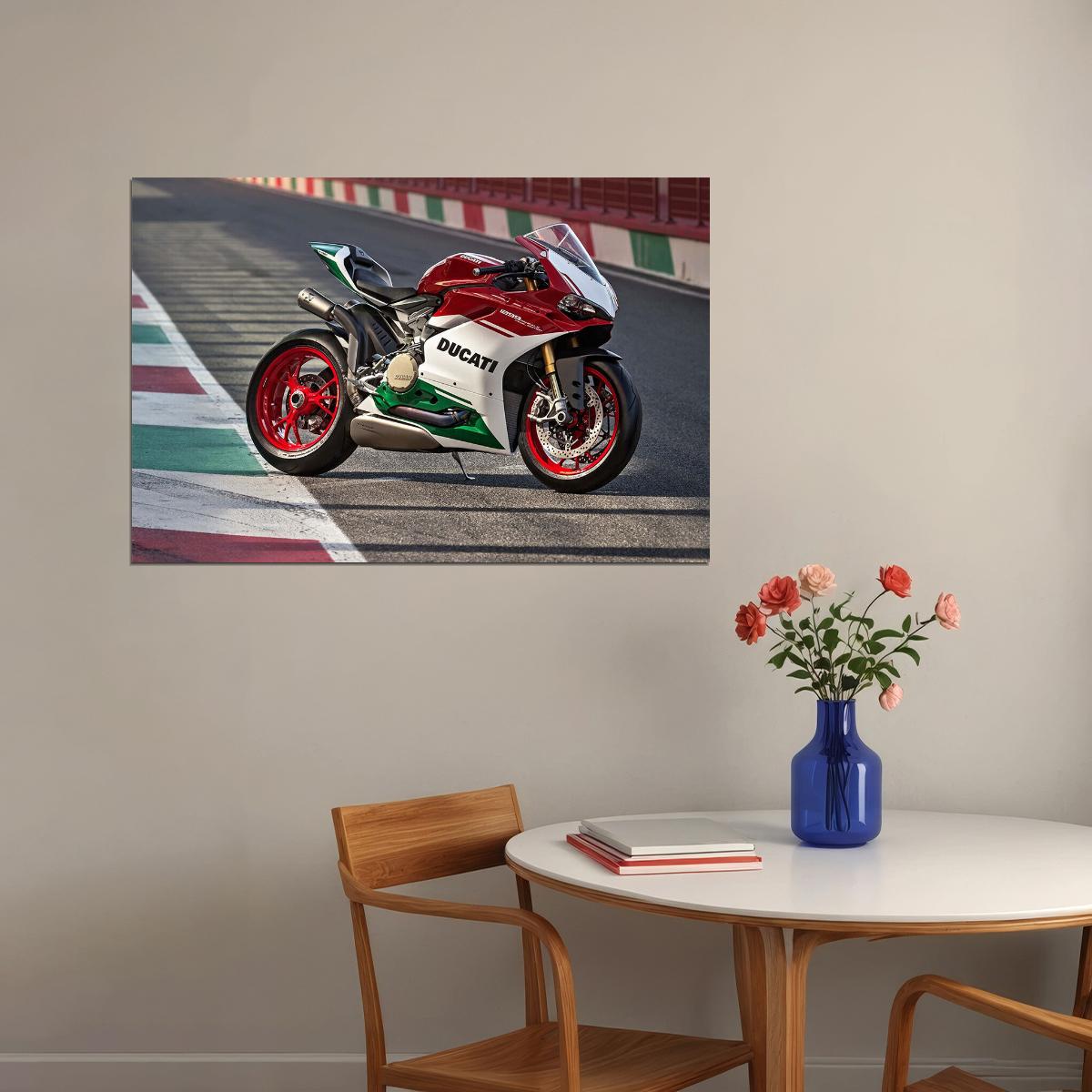 Ducati 1299 Race Track Racing Motorcycle Poster Wall Art Print Home Wall Decor