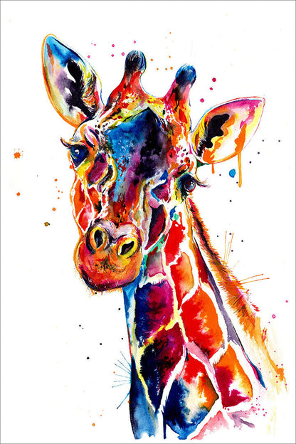 Colors Giraffe Animal Paint Poster Wall Art Print Home Wall Decor