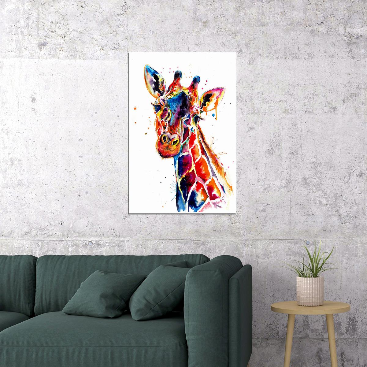 Colors Giraffe Animal Paint Poster Wall Art Print Home Wall Decor