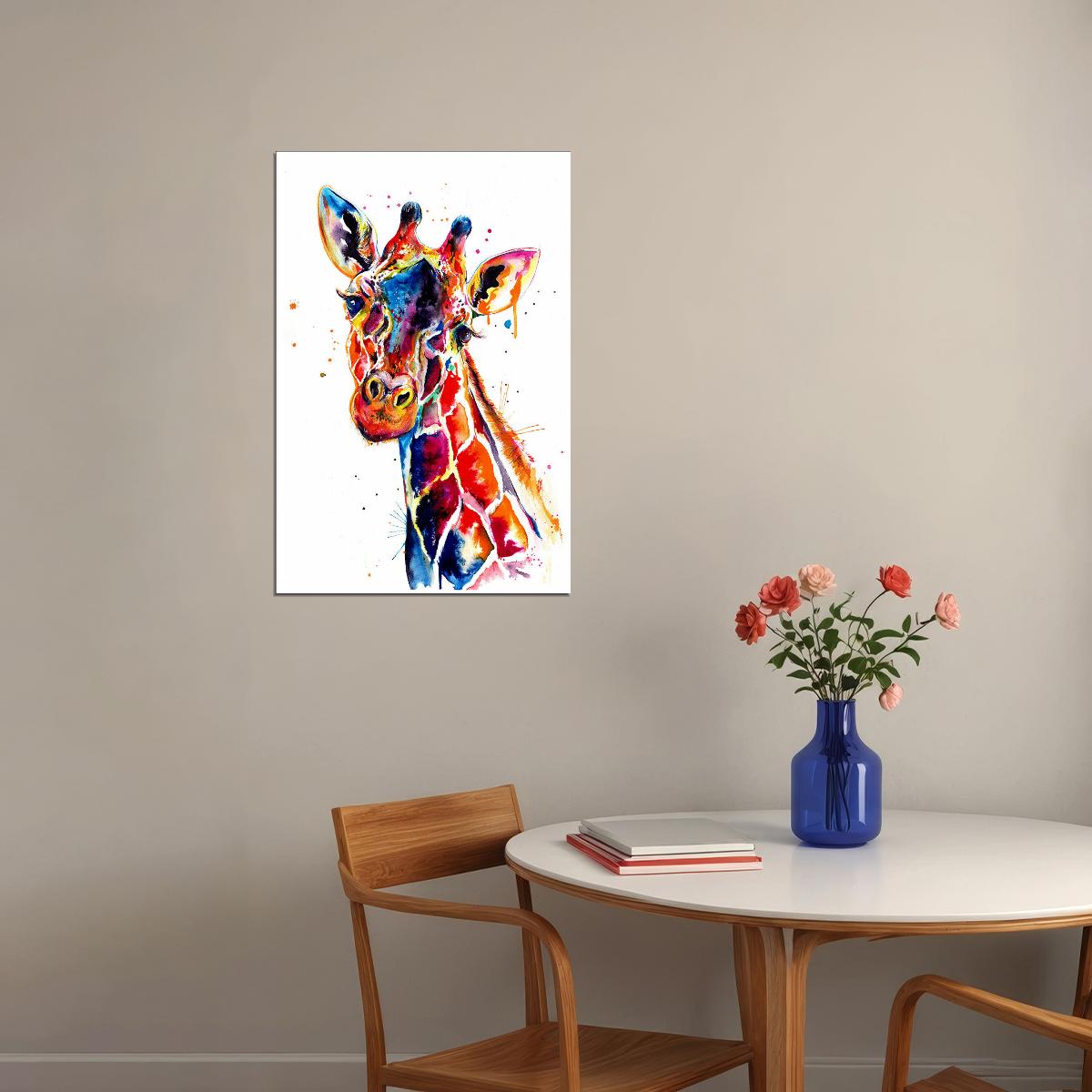 Colors Giraffe Animal Paint Poster Wall Art Print Home Wall Decor