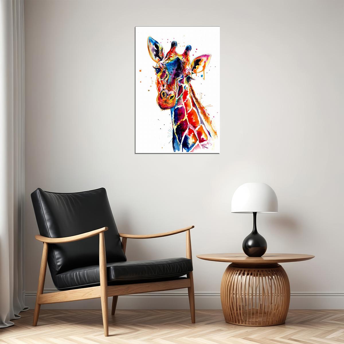 Colors Giraffe Animal Paint Poster Wall Art Print Home Wall Decor