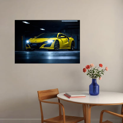 Honda Nsx Yellow Sporty Car Poster Wall Art Print Home Wall Decor