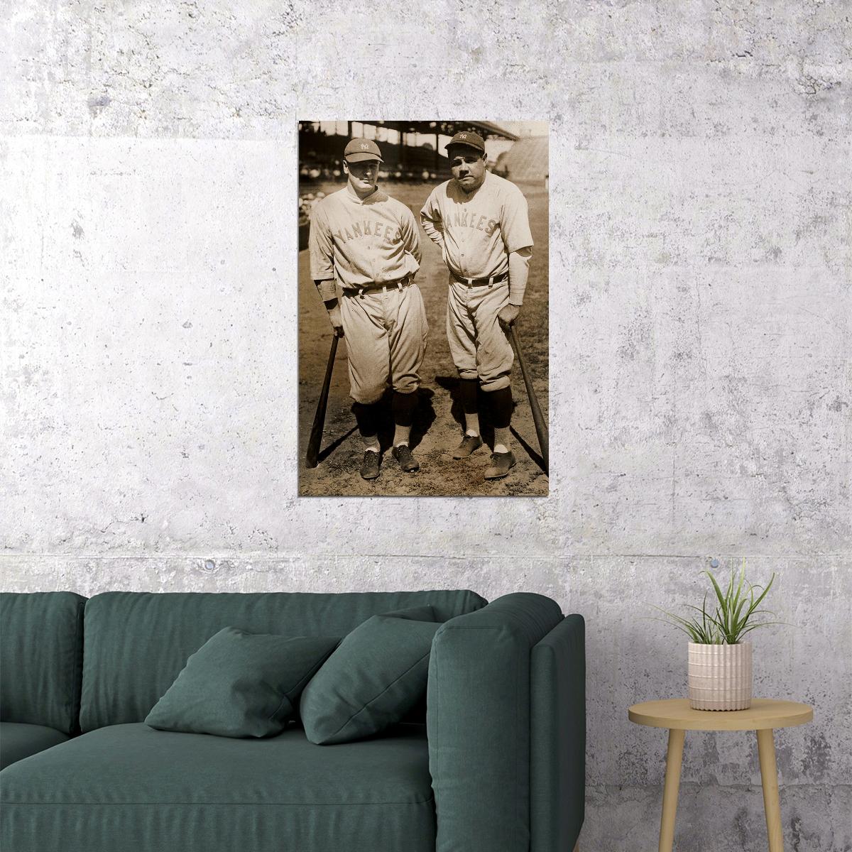 Lou Gehrig And Babe Ruth Poster Wall Art Print Home Wall Decor