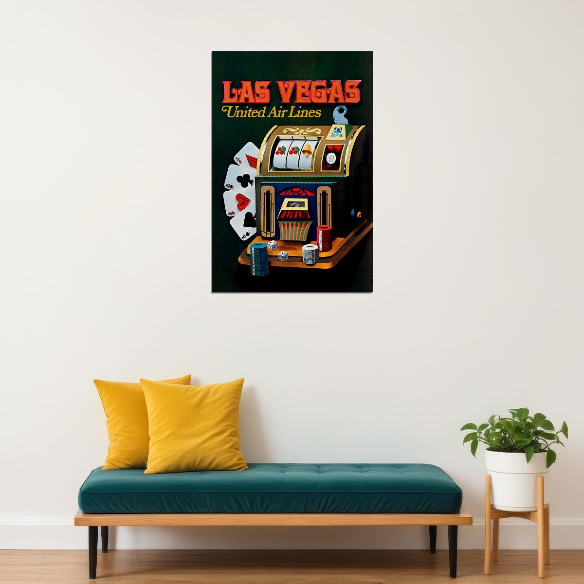 United Airlines Las Vegas Vintage Travel Poster Wall Art Print Home Wall Decor