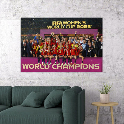 Spain World Cup Women 2023 Champions Poster Wall Art Print Home Wall Decor