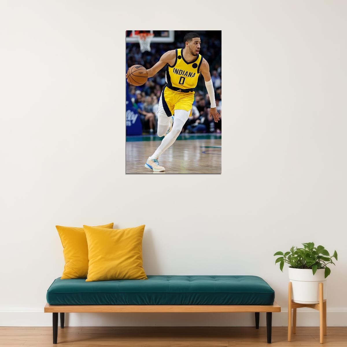 Indiana Pacers Basketball Team Tyrese Haliburton Athlete Poster Wall Art Print Home Wall Decor