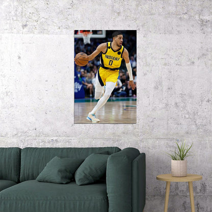 Indiana Pacers Basketball Team Tyrese Haliburton Athlete Poster Wall Art Print Home Wall Decor