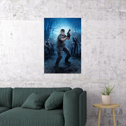 Resident Evil 4 Action Video Game Leon S. Kennedy Poster Wall Art Print Home Wall Decor