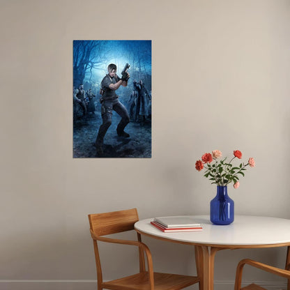 Resident Evil 4 Action Video Game Leon S. Kennedy Poster Wall Art Print Home Wall Decor